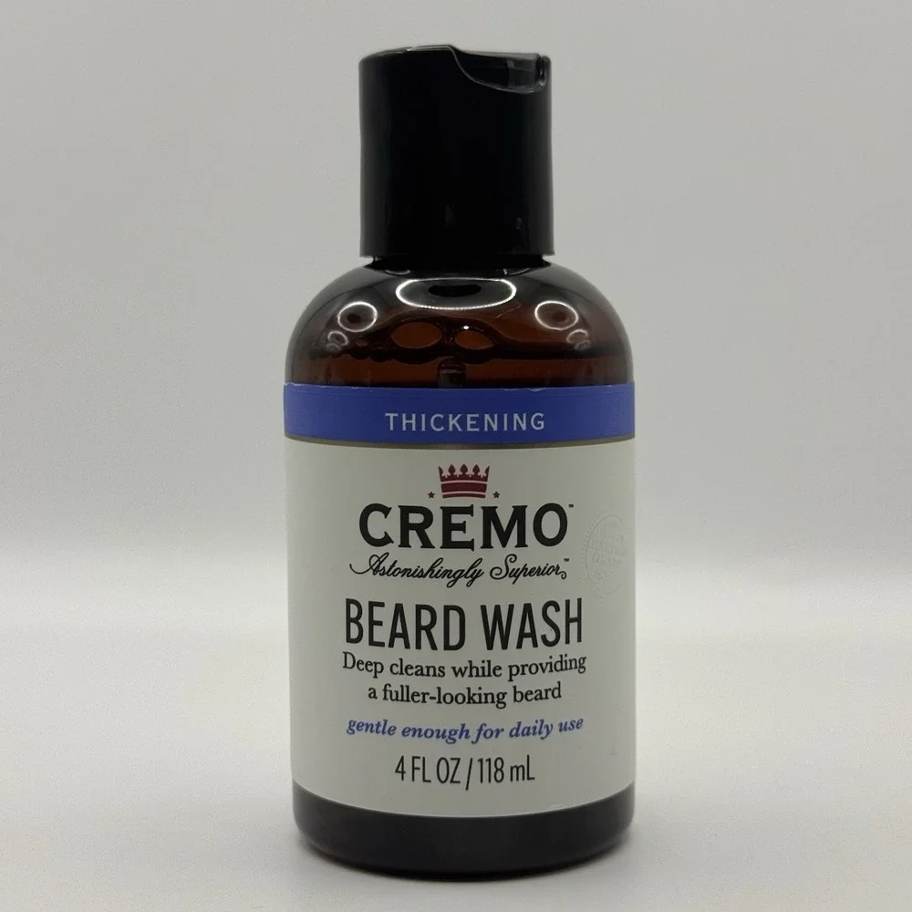 Cremo Thickening Beard Wash Cleanser Fuller Looking Beard Gentle Daily Use 4 oz
